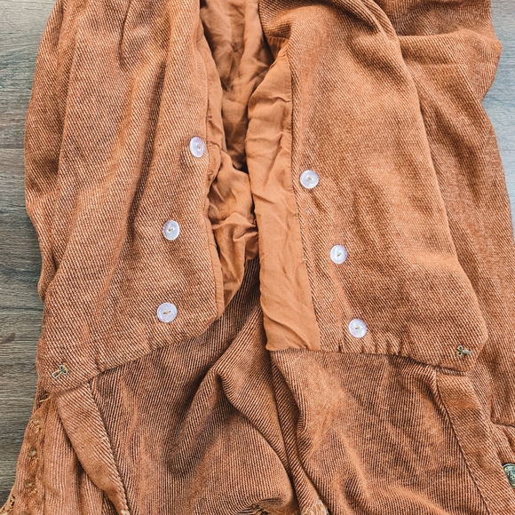 Free People Flared Sleeve Blazer Jacket with Lace, Tobacco Brown Size Medium - Picture 8 of 12